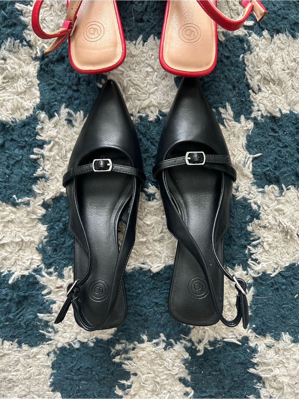 2 PAIRS Urban Outfitters Petra Buckle Slingback Heel Red & Black | US 6 - Picture 3 of 13
